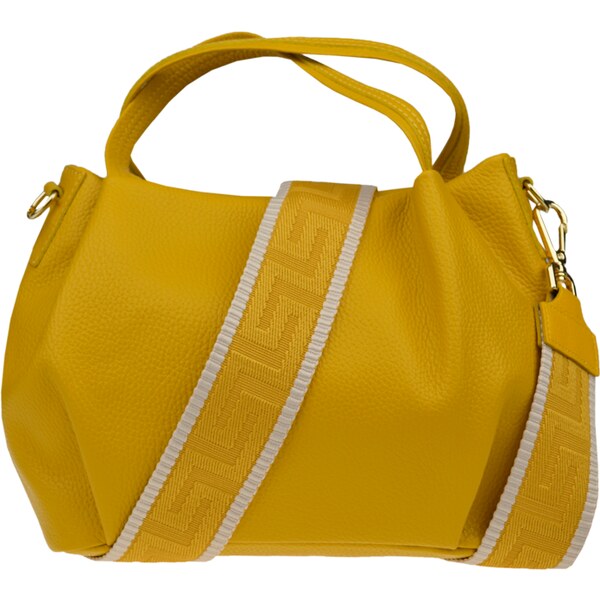 Žltá kožená talianska crossbody kabelka Tea Gialla s prídavným pruhom 58480211