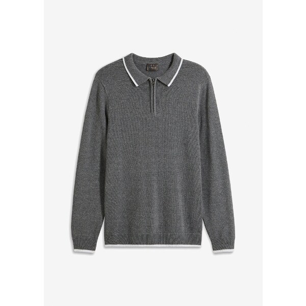 bonprix Pulóver s polo golierom a recyklovanou bavlnou, farba šedá 58486950