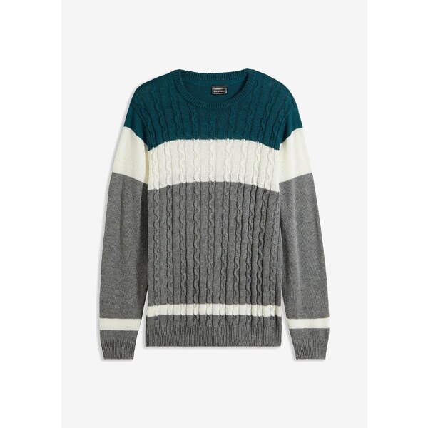 bonprix Pulóver s osmičkovým vzorom a bavlnou, farba modrá 58487109