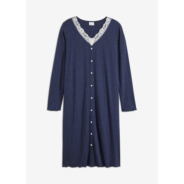 bonprix Nočná košeľa s gombičkovou légou, farba modrá 58491516