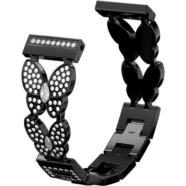 Elegantný kovový remienok Motýľ čierna 22mm 58989367
