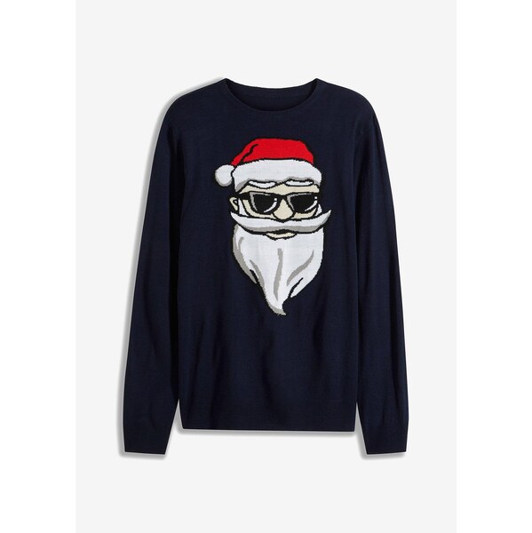 bonprix Pulóver s vianočným motívom, farba modrá 46283847