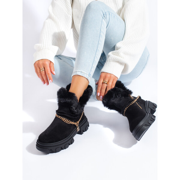 Dámske semišové členkové čižmy na platforme Shelvt 50633214