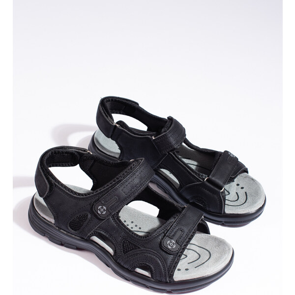 Shelvt Mens black Velcro sandals 58357539