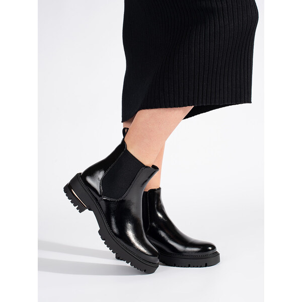 Lacquered womens platform ankle boots by Sergio Leone 57142978