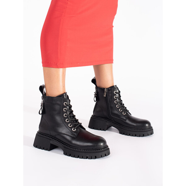 Shelvt Womens black lace-up ankle boots 57565102