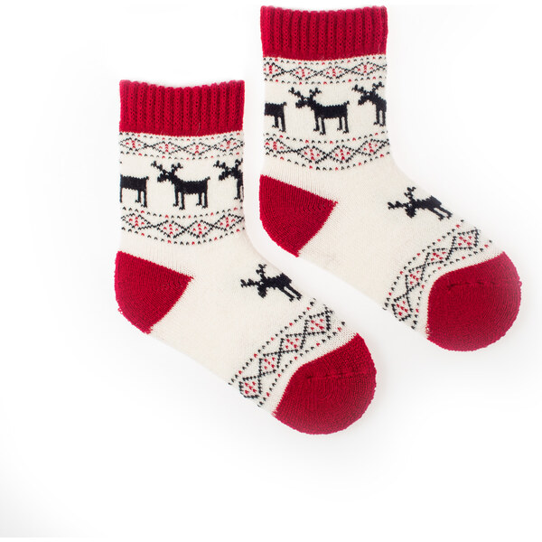 Detské vlnené ponožky Fusakle Vlnáč Sobie stádo červený 61754461