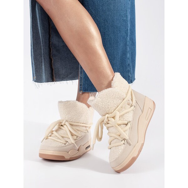 SEASTAR Beige womens snow boots with a thick sole 58314859