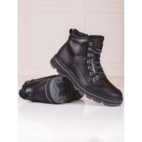 Black lace-up mens trappers Shelvt 50639784