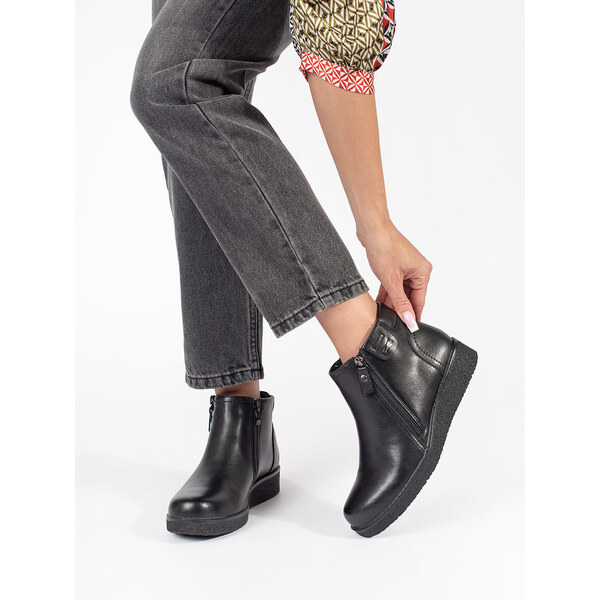 Black leather comfortable insulated ankle boots Sergio Leone 58315199