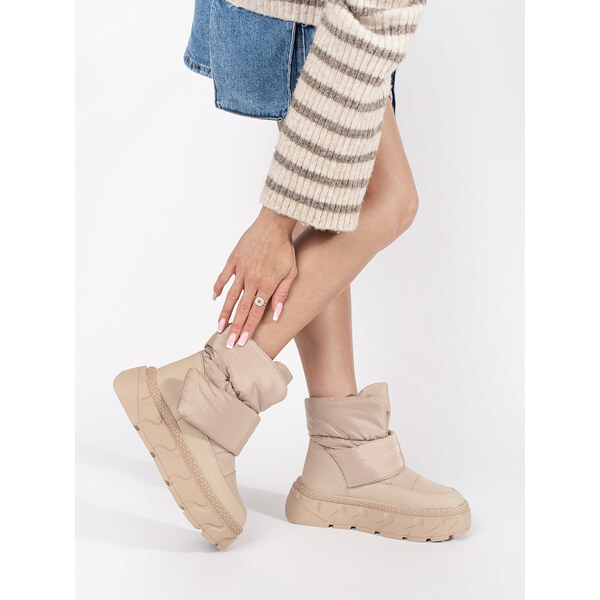 SEASTAR Beige insulated womens snow boots with a thick sole 58315195