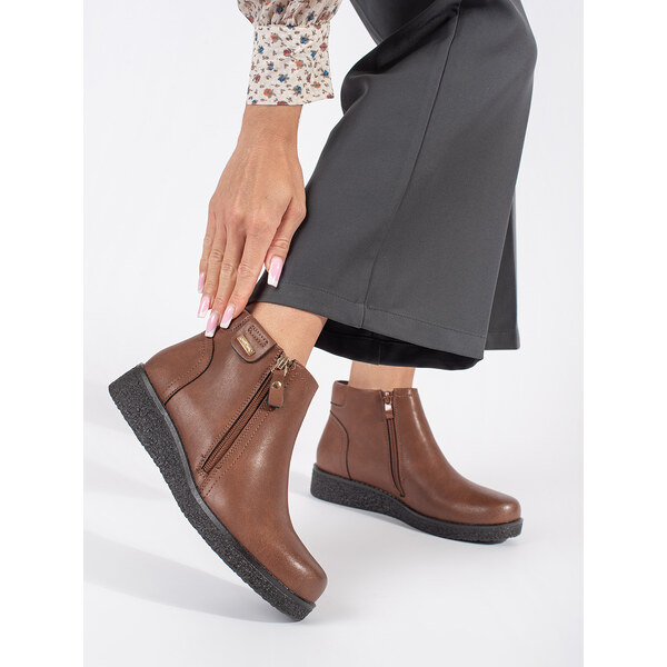 Brown leather comfortable insulated ankle boots Sergio Leone 58382248