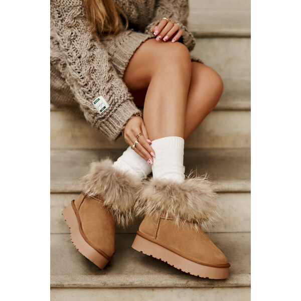 Boto marka niezdefiniowana Kožené Snehové Čižmy Na Platforme S 59905527