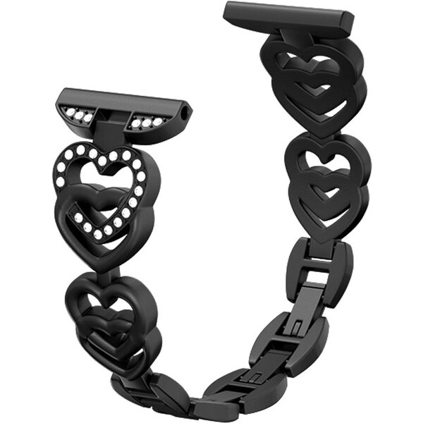 Elegantný kovový remienok Srdiečka čierna 22mm 58989365