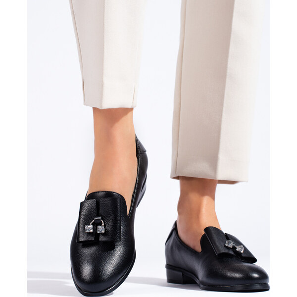 BASIC ČIERNE ELEGANTNÉ MOKASÍNY 22-12006B 30516146