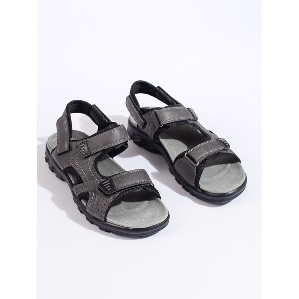 Shelvt Mens gray Velcro sandals 55603514
