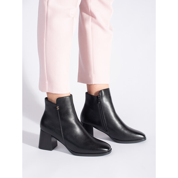 Shelvt Black womens heeled boots 57142714