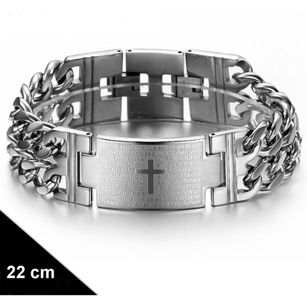 CITY STORM Mohutný náramok Padre Nuestro z chirurgickej ocele – 22 cm 66888876