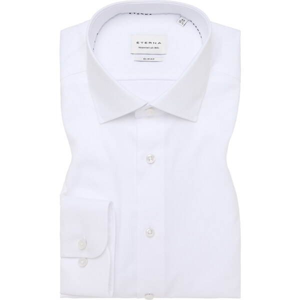 Pánska biela bavlnená štruktúrovaná košeľa ETERNA slim fit 59057208