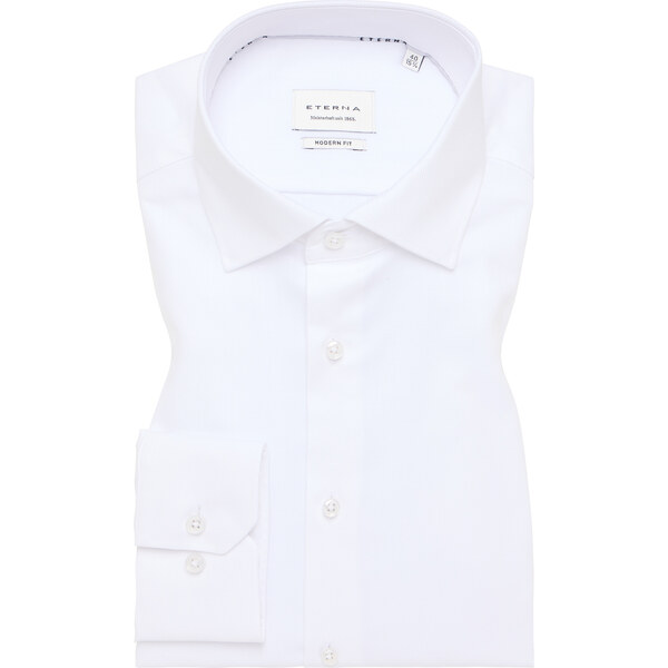 Pánska biela bavlnená štruktúrovaná košeľa ETERNA modern fit 59057209