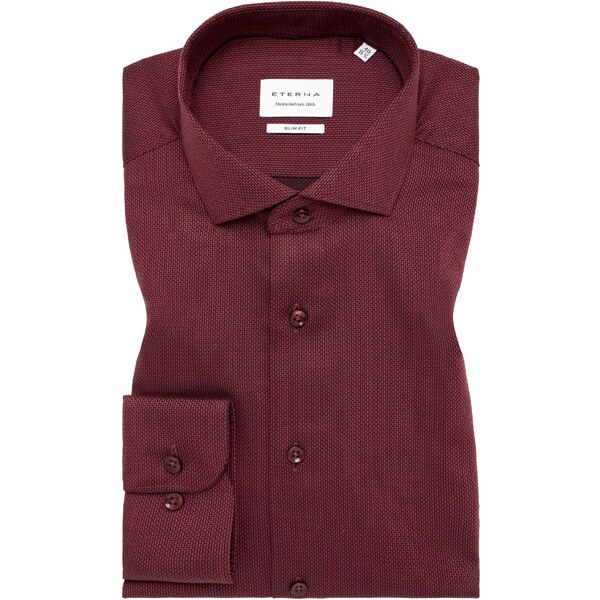 Pánska bordová bavlnená košeľa so štruktúrou ETERNA slim fit 59057211