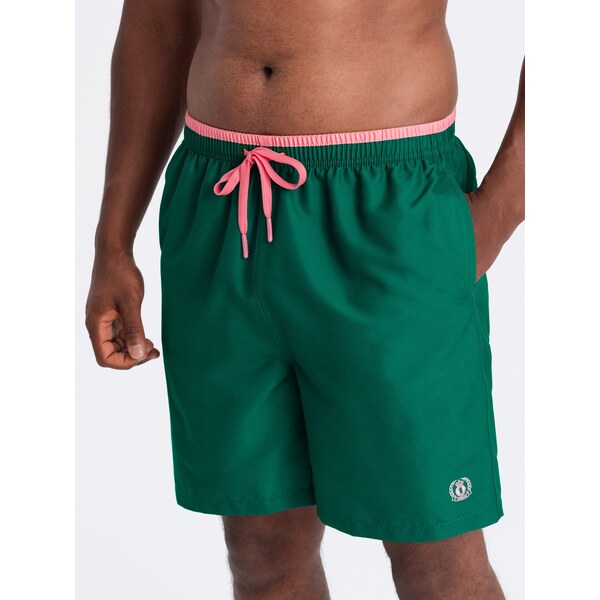 Ombre Mens two-tone ribbed swim shorts - dark green 52670399