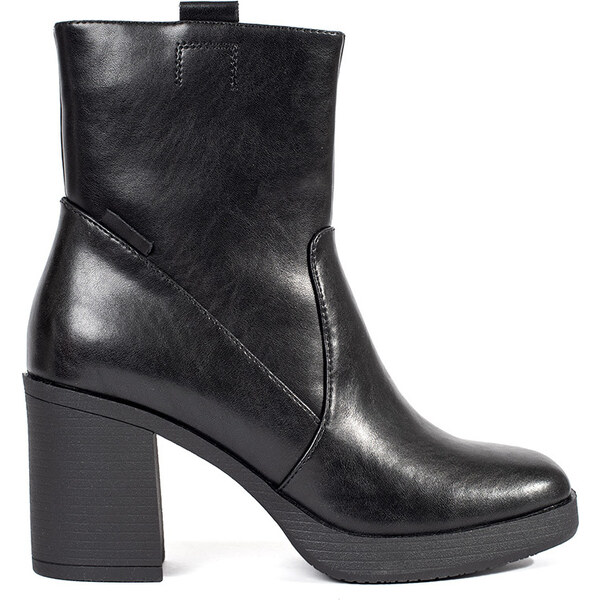 BASIC Čierne kožené členkové topánky na podpätku Sergio Leone, 58321677