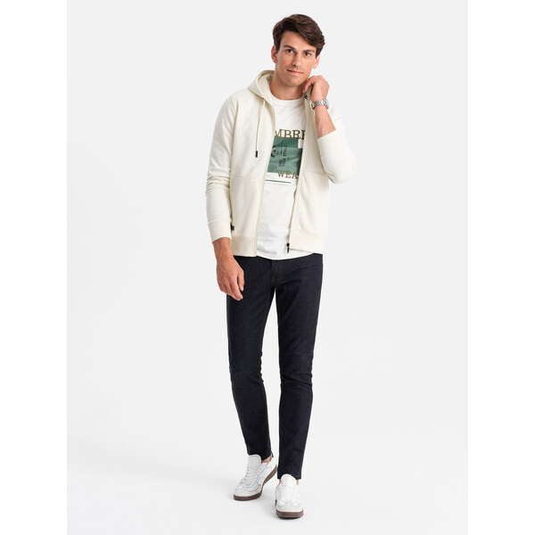 Ombre Mens unbuttoned cotton BASIC sweatshirt - cream 57779745