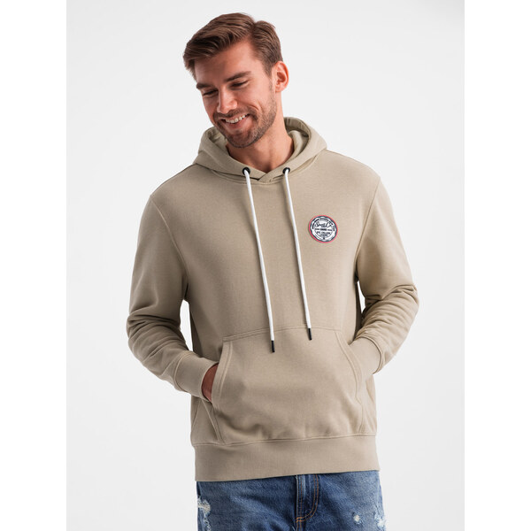 Ombre Mens kangaroo sweatshirt with hood and college style patch - 64782374