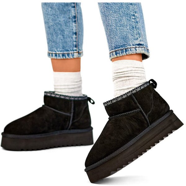 primohurt Čierne kožené snehule, dámske zateplené zimné topánky 59067552