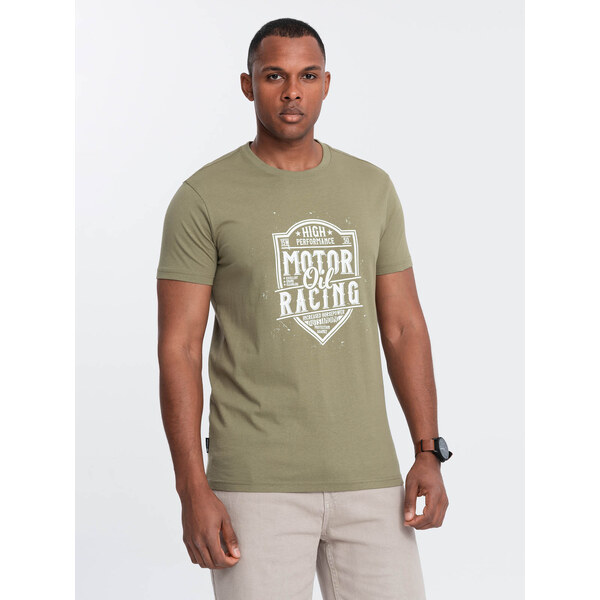 Ombre Mens motorcycle style printed t-shirt - olive 57757027