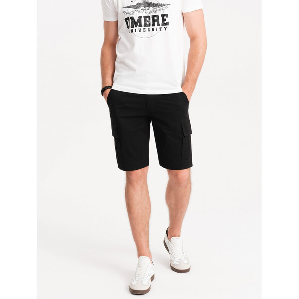 Ombre Mens single color shorts with cargo pockets - black 57757089