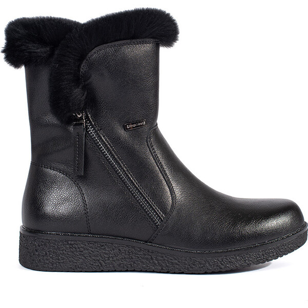 BASIC Zateplené kožené čierne dámske členkové topánky s kožušinou 59069011