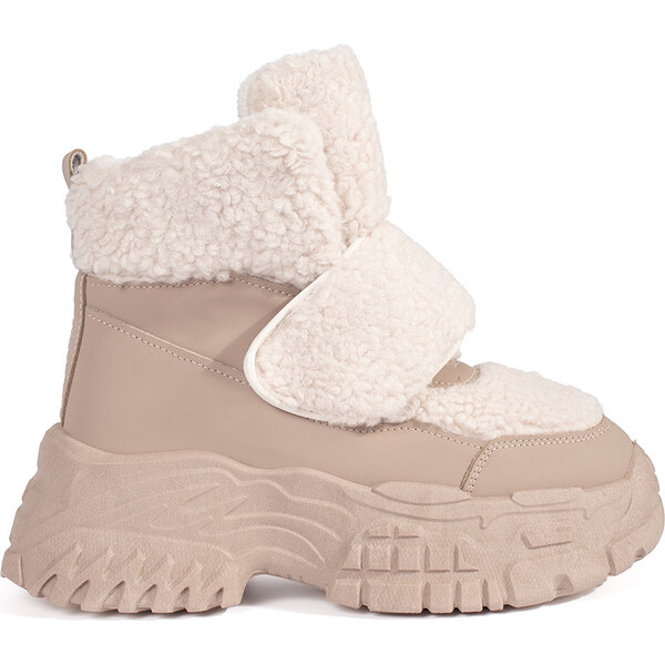 BASIC Béžové snehule na platforme s kožušinou baránkového typu BL537P 59069014