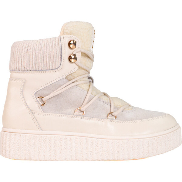 SHELOVET Dámske krémové kožené snehule Shelvt na platforme 280072W-QN 66149129