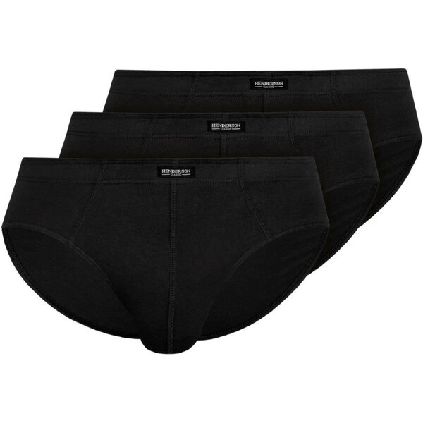 Henderson 3 PACK bavlnené pánske slipy 100% bavlna 1446 čierne, Farba 20153362