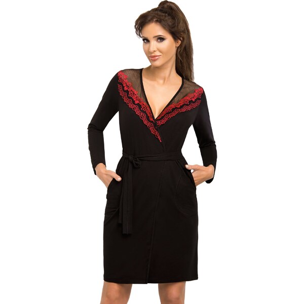 Donna Elegantný dámsky župan Jasmine čierny, Farba čierna 34096236