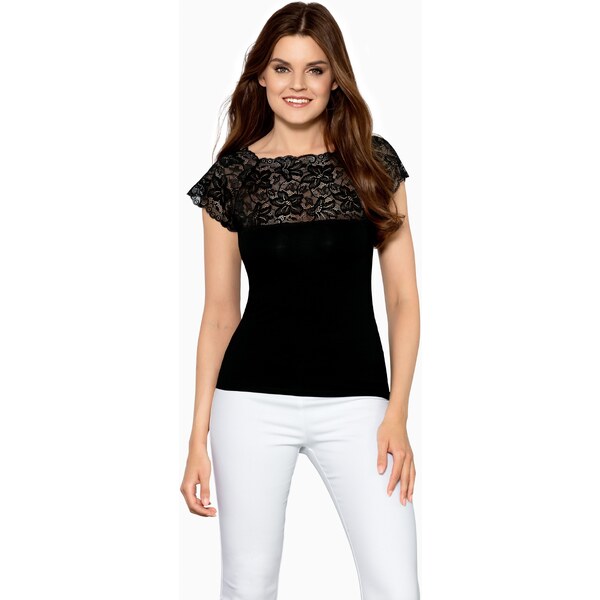 Babell Elegantný dámsky top s čipkou Elina čierny, Farba čierna 34096288