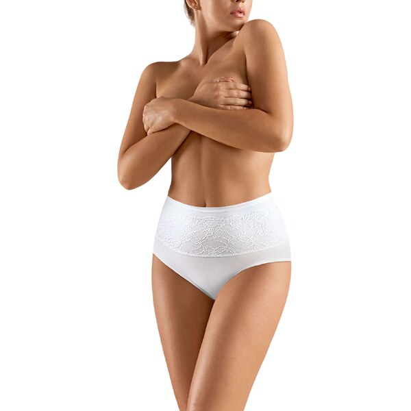 Babell Vyššie sťahovacie nohavičky s čipkou Floris-Fit BBL 069 biele, 20155155