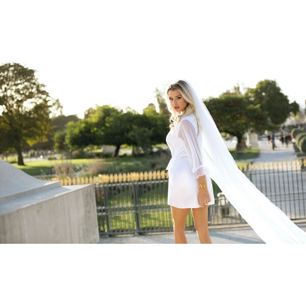 Dkaren Saténový dámsky župan Bonnie biely, Farba biela 34096511