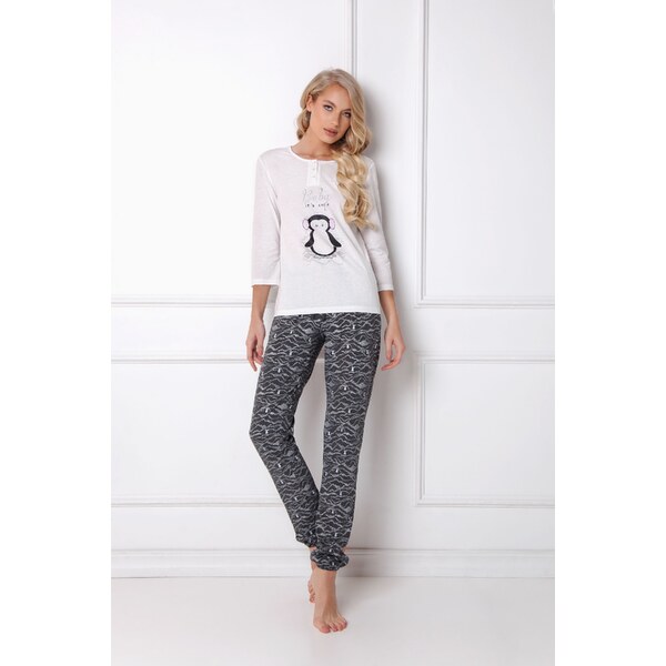 Aruelle Dámske dlhé pyžamo Arctic Peggy Long, Farba biela-čierna 23727187