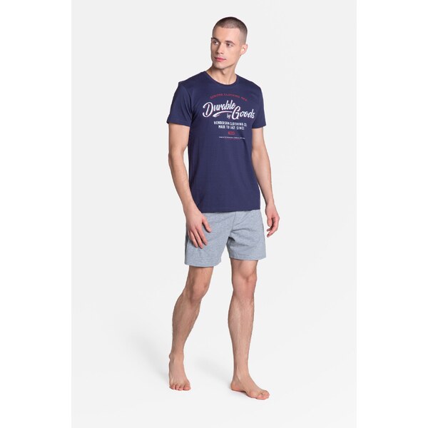 Henderson Pánske krátke bavlnené pyžamo Laze 38868-59X tmavomodro-šedé 23346966