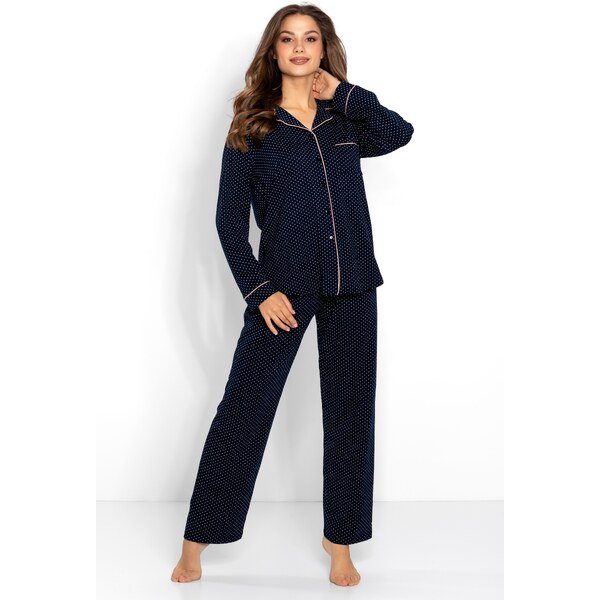 Momenti Per Me Luxusné dámske dlhé pyžamo All 4 You, Farba tmavomodrá 30586245