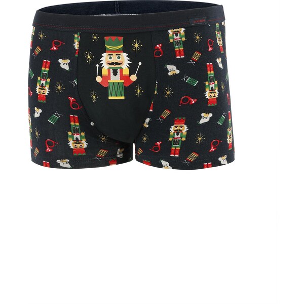 Cornette Vianočné pánske bavlnené boxerky Drum 007/64 tmavomodré, 30288961