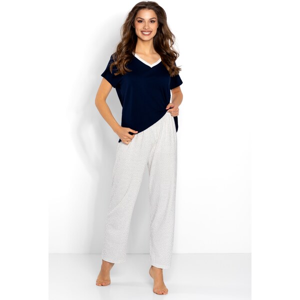Momenti Per Me Elegantné dámske pyžamo Cindy tmavomodro-smotanové, 35367992
