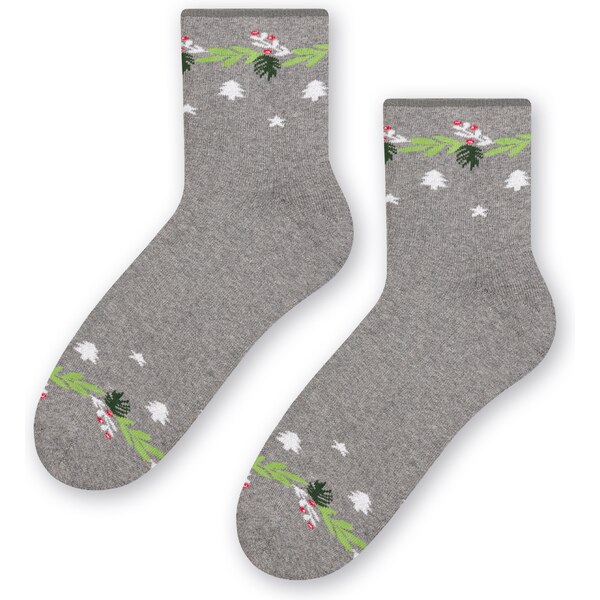 Steven Dámske vianočné ponožky 123-032 melanžové šedé/37, Farba 35512970