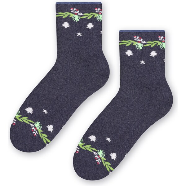 Steven Dámske vianočné ponožky 123-033 melanžové jeans/37, Farba 35512971