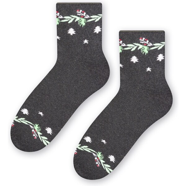 Steven Dámske vianočné ponožky 123-034 melanžové grafitové/37, Farba 35512972