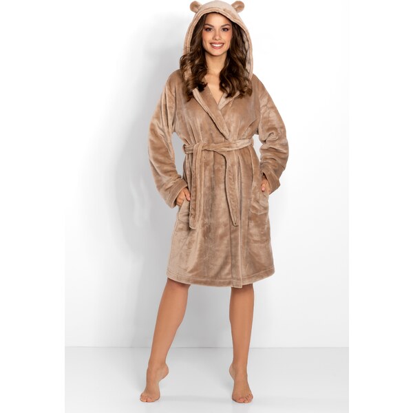 Momenti Per Me Luxusný dámsky župan s kapucňou s uškami Teddy béžový, 42654696