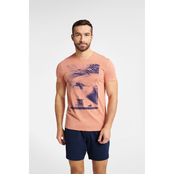 Henderson Pánske bavlnené pyžamo krátke Fearless 40685-24X broskyňovo 42815871